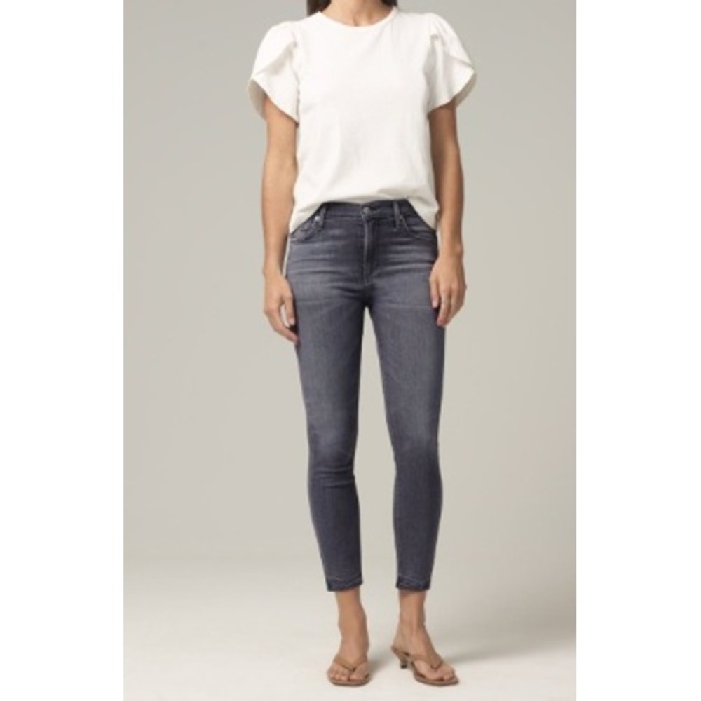 $198 Citizens of Humanity Rocket Crop High Rise Skinny Jeans Gray Wash Size 27‎